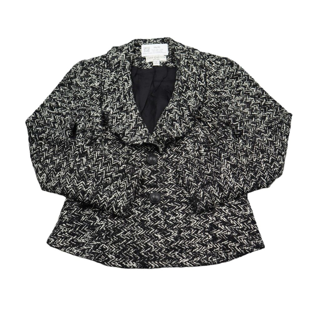 Lena Gabrielle Blazer Womens 6 Black Long Sleeve Shawl Lapel Single Breasted